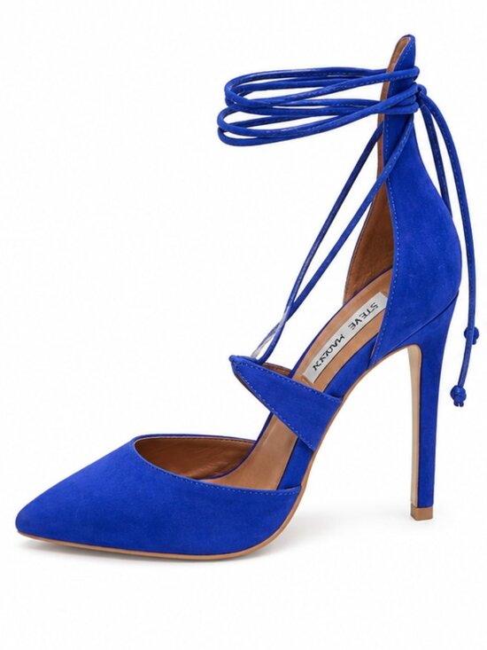 Steve Madden Shoes - Steve Madden Cobalt Blue Suede Lace Up Heels (Size 8)